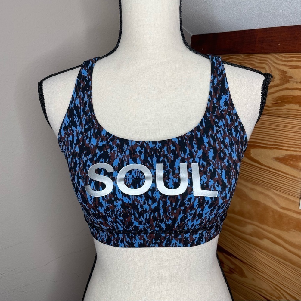 Lululemon Soul Cycle Energy Sports Bra Leopard Camo Blue Nile Multi 8 W2BKBS